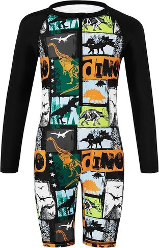 Boys UPF 50+ One-Piece Rash Guard Swimsuit Artist Print Zip-Front Sunsuit in Saudi Arabia