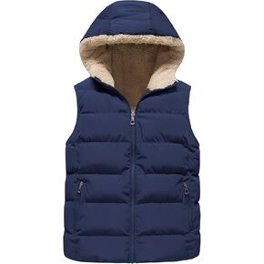 Yimoon Boys Girls Warm Puffer Vest Zip Up Fleece Lined Hooded Vest Kids Winter Waistcoat Outerwear in Kuwait