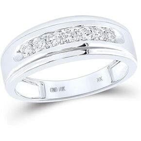 Jewels By Lux 10K White Gold Mens Round Diamond Wedding Single Row Band Ring 1/2 Cttw, Mens Size: 8-12 in Saudi Arabia