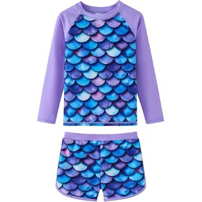 ملابس سباحة UMELOK للفتيات من Rash Guard مكونة من قطعتين بدلة استحمام بأكمام طويلة للأطفال من عمر 4 إلى 12 سنة in Kuwait