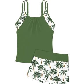 RAISEVERN Girls Swimsuit 2 Piece Bathing Suits for Teens Cute Summer Tankini Short for Size 7-16 in Saudi Arabia