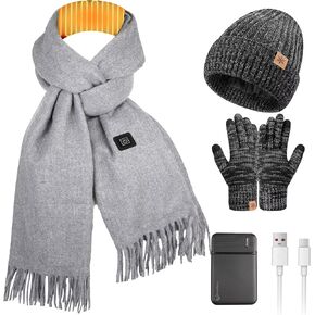 3 قطعة وشاح ساخن قبعة قفازات مجموعة للنساء الرجال USB قابلة للشحن 5000 مللي أمبير بطارية الرقبة أدفأ 3 إعدادات درجة الحرارة in Kuwait