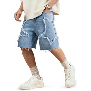 JMIERR Mens Baggy Jeans Shorts - Loose Fit Star Jorts Y2K Hip Hop Wide Leg Streetwear Vintage Denim Shorts in Saudi Arabia