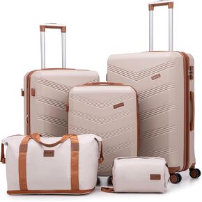 Expandable Luggage Sets 5 Piece, Hard Case Suitcase Set with Spinner Wheels,22x14x9 Airline Approved Carry on,Lightweight Durable Suitcase with TSA Lock (Black) in Saudi Arabia