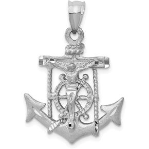 Jewels By Lux 14k White Gold Mariners Cross Pendant in Saudi Arabia