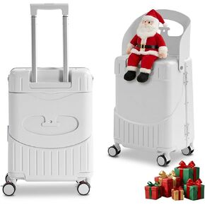 حقيبة سفر تابو 20 بوصة للركوب مع مقعد للأطفال والكبار، حقيبة حمل صلبة للركوب مع قرص دوار قابل للقفل 360 درجة وقفل TSA، أسود in Kuwait