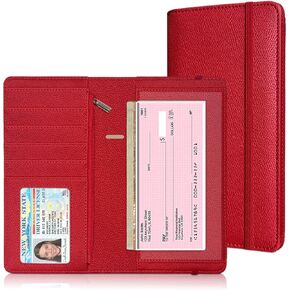 LINTRU Oversized Checkbook Cover with Zipper Pocket & RFID Blocking – Checkbook Covers for Personal Checkbook, Premium PU Leather with Reinforced Backing, Gift-Ready Check Book Covers for Women & Men in Kuwait