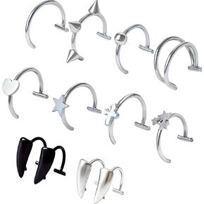 Fake Lip Piercing Faux Lip Ring Cuffs Clip on Faux Snake Bites Hoops Non Piercings Jewelry Vampire Teeth Fangs in Saudi Arabia