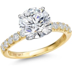 Gem Stone King 1.13 إلى 5.38 Cttw IGI Certified Lab Grown Diamond 2-Tone 14K خاتم زفاف من الذهب الأبيض والأصفر للنساء | قطع دائري | لون E-F | وضوح VS1-VS2 in Kuwait