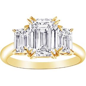 هيوستن دايموند ديستريكت 1 إلى 10 قيراط 3 ثلاثة أحجار الزمرد LAB GROWN خاتم خطوبة ألماس (F-G Color VS1-VS2 مجموعة فاخرة) in Kuwait