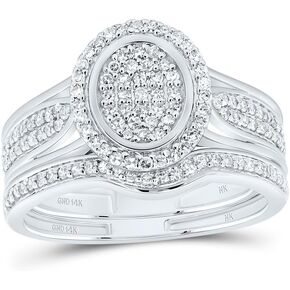 Jewels By Lux 14kt White Gold 1/2 Cttw Natural Diamond Fashion Oval Wedding Engagement Anniversary Bridal Set, Women Size: 5-9 in Saudi Arabia