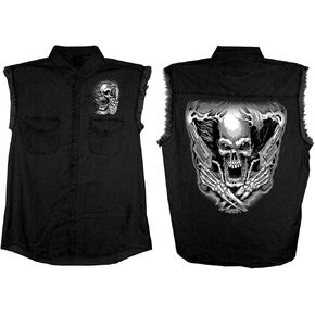 Hot Leathers Mens Hot Leathers Sleeveless Double-Sided Denim Shirt in Saudi Arabia