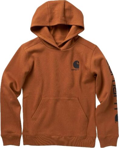 سويت شيرت بغطاء للرأس بأكمام طويلة للأولاد من Carhartt، بني Carhartt، مقاس شبابي متوسط ​​(10/12) in Kuwait