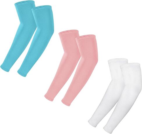 3Pairs Arm Sleeves for Kids, Outdoor Breathable Elastic Ice Sleeve Sun Protection Cooling Arm Compression Sleeves for Youth Boys Girls Basketball Football Baseball Sports in Saudi Arabia