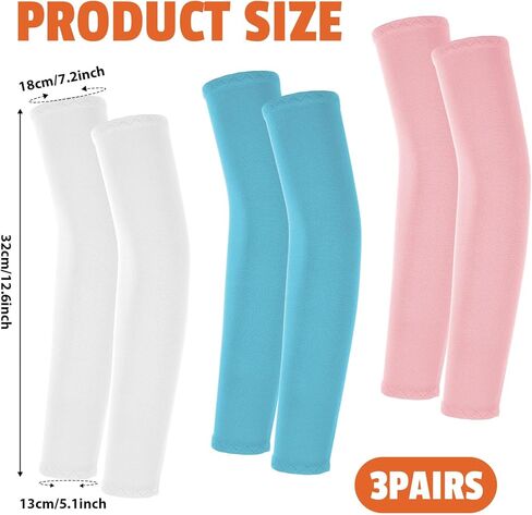 3Pairs Arm Sleeves for Kids, Outdoor Breathable Elastic Ice Sleeve Sun Protection Cooling Arm Compression Sleeves for Youth Boys Girls Basketball Football Baseball Sports in Saudi Arabia