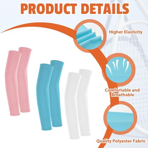 3Pairs Arm Sleeves for Kids, Outdoor Breathable Elastic Ice Sleeve Sun Protection Cooling Arm Compression Sleeves for Youth Boys Girls Basketball Football Baseball Sports in Saudi Arabia