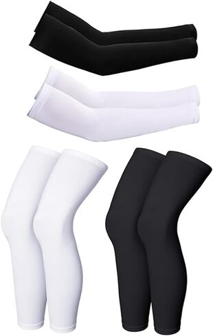 Luwint Kids Basketball Football Sleeves, 4 Pairs Arm & Leg Sleeves Sun Protection Cover for Sports in Saudi Arabia