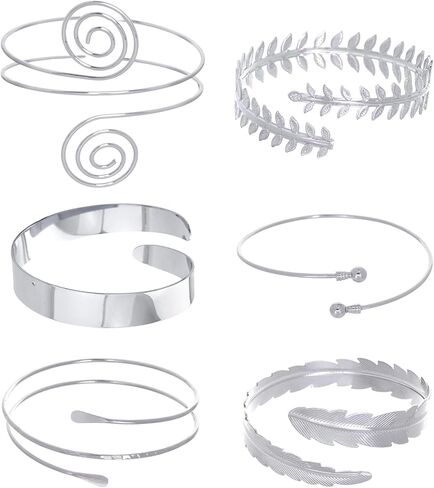 hoyuwak 6 Pcs Arm Cuff Bracelets for Women Minimalist Simple Swirl Coil Upper Arm Band Cuff Bracelet Adjustable Gold Armband Set in Saudi Arabia