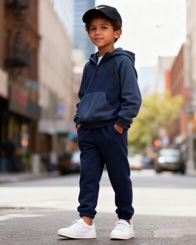 5-12Y Boys Clothes 2 Piece Long Sleeve Quarter Zip Hoodie Sweatshirt and Sweatpants Fall Winter Sweatsuit in Saudi Arabia