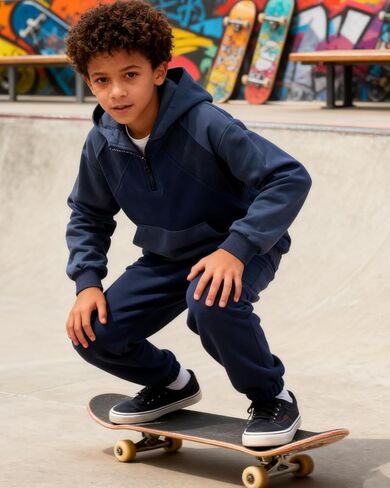 5-12Y Boys Clothes 2 Piece Long Sleeve Quarter Zip Hoodie Sweatshirt and Sweatpants Fall Winter Sweatsuit in Saudi Arabia