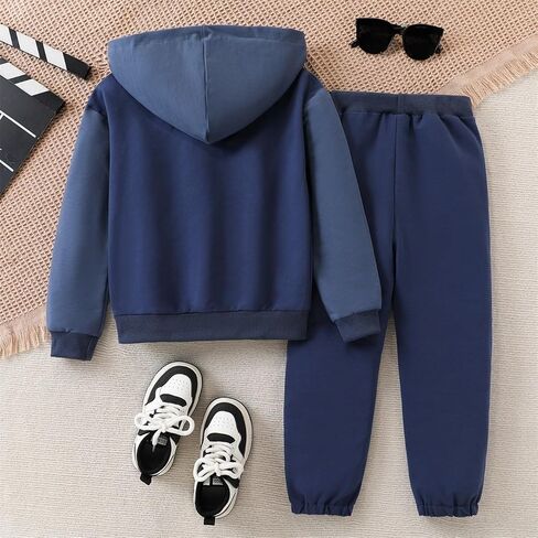 5-12Y Boys Clothes 2 Piece Long Sleeve Quarter Zip Hoodie Sweatshirt and Sweatpants Fall Winter Sweatsuit in Saudi Arabia