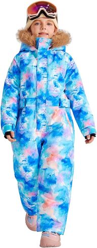 LaBeca Girls Snowsuit Waterproof Snowboarding Coveralls One Piece Ski Suit for Kids Winter Outdoor Windproof Jumpsuits in Kuwait
