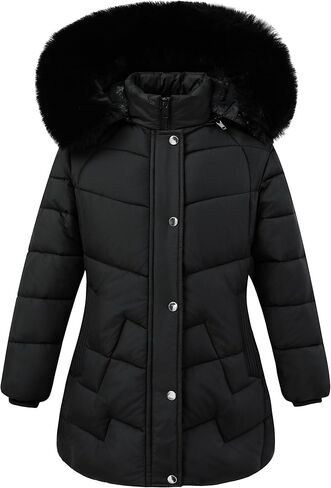 Girls' Winter Down Alternative Coat，Kids Warm Hooded Puffer Jacket for Snow Play & Casual Outdoor in Saudi Arabia