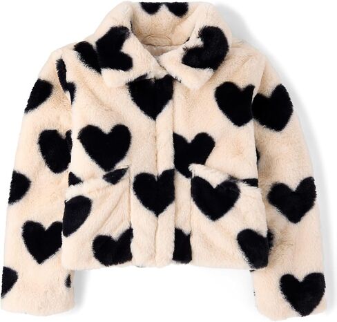 The Children's Place girls Long Sleeve Snap Front Faux Fur Coat in Saudi Arabia