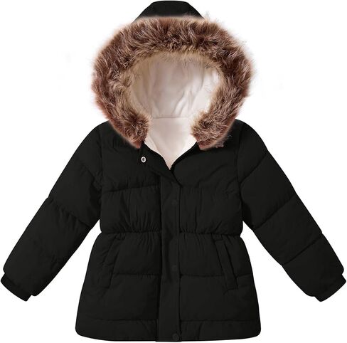 Belovecol Girls Winter Coat Hooded Puffer Jacket Warm Fleece Zipper Outerwear Jackets Coats 3-10T in Saudi Arabia