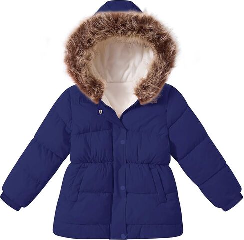 Belovecol Girls Winter Coat Hooded Puffer Jacket Warm Fleece Zipper Outerwear Jackets Coats 3-10T in Saudi Arabia