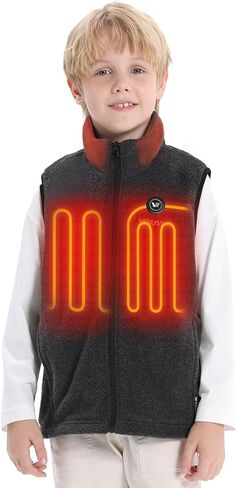 Venustas Boys Heated Fleece Vest with Battery Pack, Warmer Youth Electric Heating Vest for Kids in Saudi Arabia