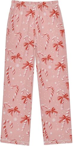 Pajama Bottoms, Pink Christmas Pajamas Pant Sleep Long Pants Lounge Wear Elastic Waist Sleepwear Soft Pjs in Saudi Arabia
