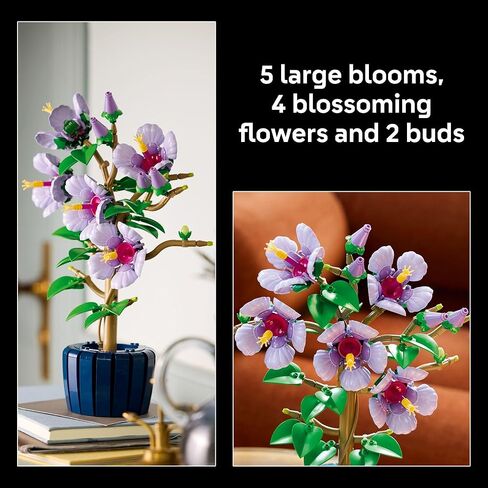 LEGO Botanicals Hibiscus Flower Building Set - Artificial Plant & Flower Building Blocks for Women & Men, Ages 18+ - Home, Office Decor Gift Idea - 10372 in Saudi Arabia