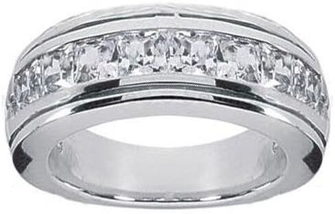 1.50 ct TW Men's Princess Cut Diamond Wedding Band Ring in 14 Karat White Gold in Kuwait