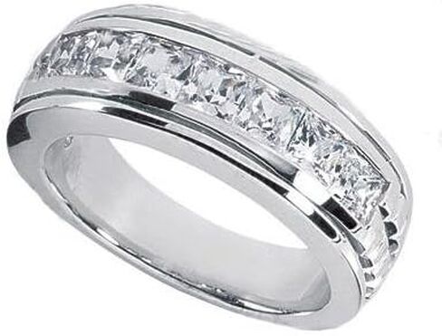 1.50 ct TW Men's Princess Cut Diamond Wedding Band Ring in 14 Karat White Gold in Kuwait