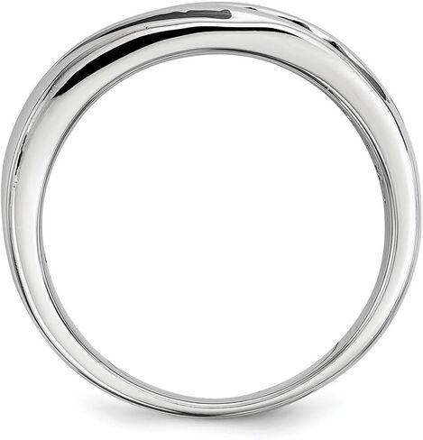 925 Sterling Silver Polished Prong set Black Diamond Mens Band Ring 7.8mm Wide Wedding-Band for Men in Saudi Arabia