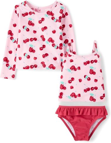 The Children's Place Baby Girls and Toddler Long Sleeve Rashguard and Tankini Swimsuit, 3 Piece Set in Saudi Arabia