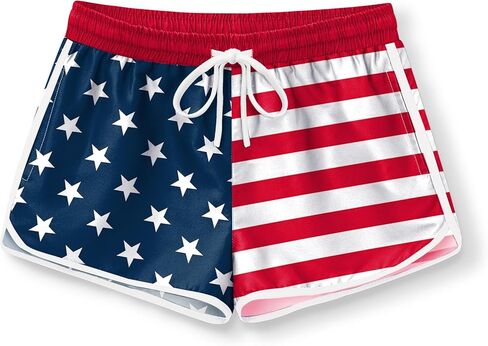 Little Girls 4th July USA Memorial US Flag Shorts 4th of July American Patriotic National Red White Blue Boardshorts 11-12 Years in Kuwait