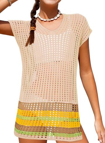 blibean Girls Swimsuit Cover Up Teen Colorblock Knit Swim Wraps Size 6-15 Years in Kuwait