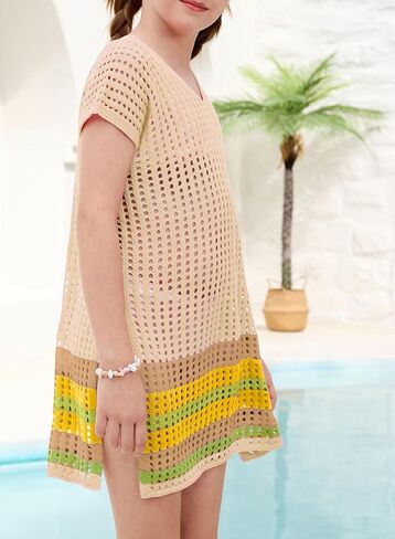 blibean Girls Swimsuit Cover Up Teen Colorblock Knit Swim Wraps Size 6-15 Years in Kuwait