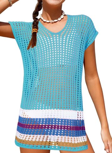 ملابس سباحة للفتيات من blibean تغطي المراهقات، أغطية سباحة محبوكة بألوان متعددة مقاس 6-15 سنة in Saudi Arabia
