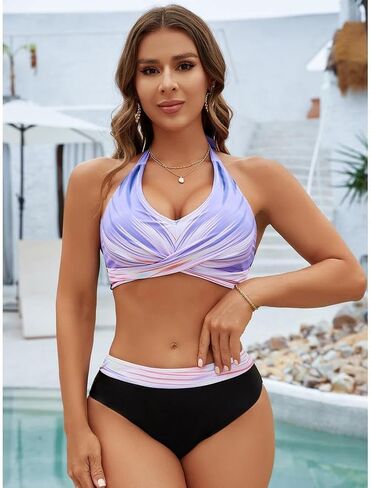 Multi-Color Bikini Set - Cross Front Two-Piece Swimsuit in Saudi Arabia