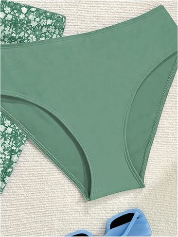 الفتيات 3 قطعة بيكيني مجموعة الرسن المثلث الأعلى الأزهار طباعة منتصف الخصر أسفل الغطاء تنورة لطيف ملابس السباحة الأزرق in Kuwait