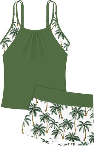 RAISEVERN Girls Swimsuit 2 Piece Bathing Suits for Teens Cute Summer Tankini Short for Size 7-16 in Saudi Arabia