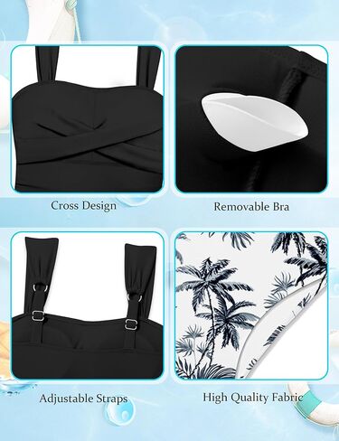 NECIOUS Girls Swimsuits 2 Piece Criss Cross Bathing Suit Drawstring Wide Straps Tankini Sets for 9-16 Years in Kuwait