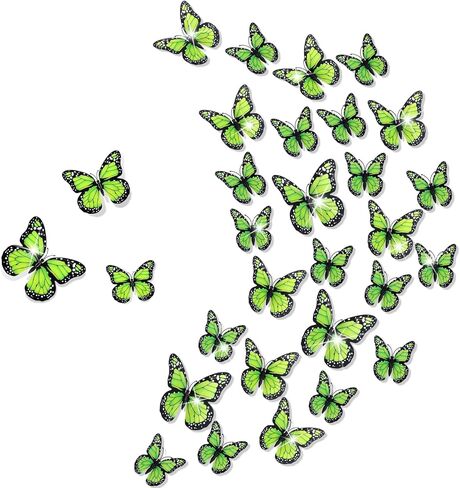 Chuangdi Monarch Butterfly Decoration 3 Size Fake Butterflies Realistic Butterfly Crafts Artificial Butterfly Wall Decor for Christmas New Year Classroom Home Bedroom(Pink, 48 Pack) in Kuwait