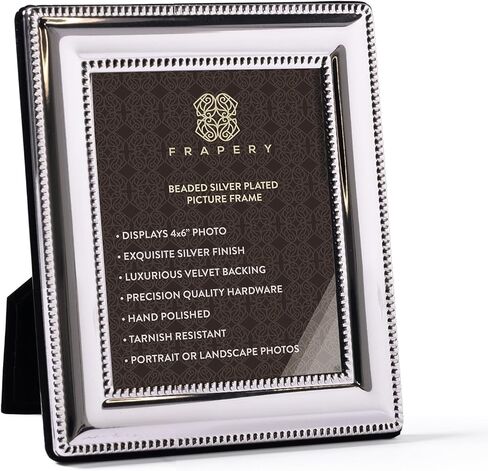 Frapery Classic Picture Frame Silver Plated, Smooth Beaded, Holds a 5 x 7-Inch Photo | Velvet Backing | Perfect for Gifts & Cherished Memories Collection in Saudi Arabia