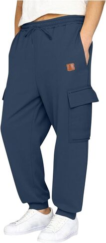 Boys Baggy Cargo Sweatpants Elastic Waist Fleece Lined Joggers with Multi Pockets Soft Athletic Workout Track Pants in Saudi Arabia