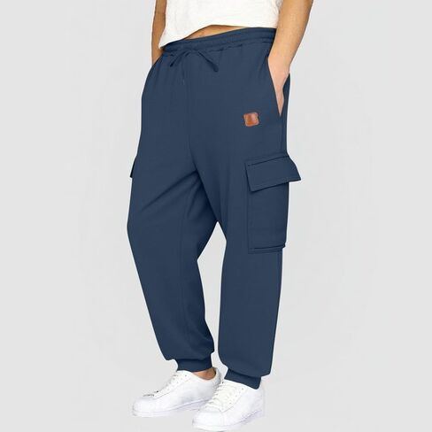 Boys Baggy Cargo Sweatpants Elastic Waist Fleece Lined Joggers with Multi Pockets Soft Athletic Workout Track Pants in Saudi Arabia