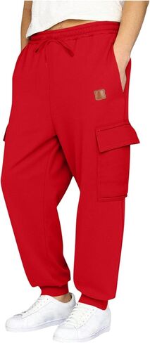 Boys Baggy Cargo Sweatpants Elastic Waist Fleece Lined Joggers with Multi Pockets Soft Athletic Workout Track Pants in Saudi Arabia